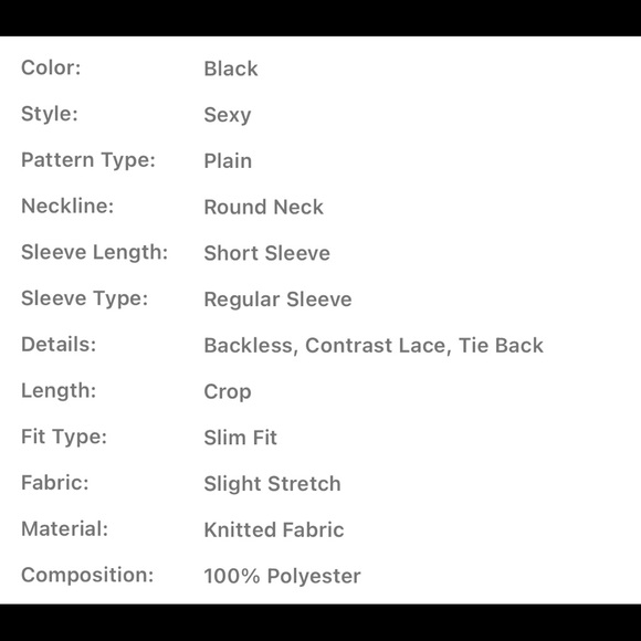 Boho Black Ribbed Sheer Mesh Lace Backless Cropped Crop Top - Picture 6 of 6